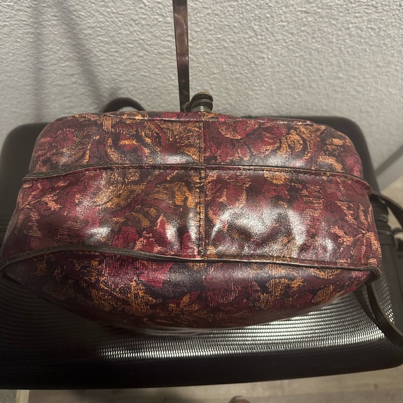 Patricia Nash Red and Brown Floral Saddlebag Crossbody - Picture 3 of 10